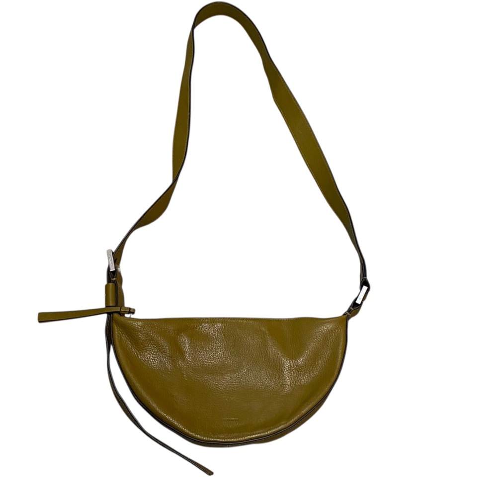 Allsaints Half Moon Leather Crossbody in Bronze Green with Silver Hardware - Picture 4 of 12